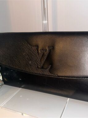 Louis Vuitton Black Aegean / Vintage / Structured Clutch / RARE find